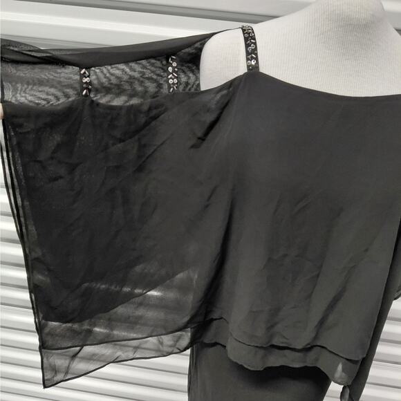 SLNY Women's Cocktail Dress Size 4 Black Chiffon Mother Of Bride Wedding Party - Picture 8 of 13